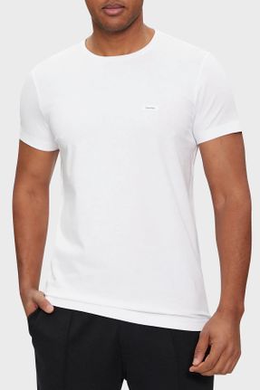 تی شرت سفید مردانه اسلیم فیت یقه گرد کد 794854327