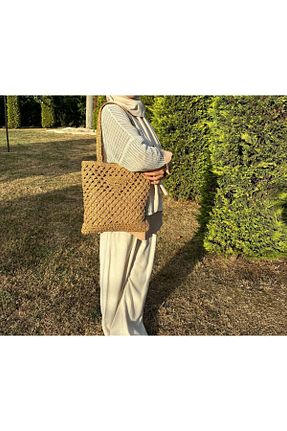 کیف دوشی خاکی زنانه حصیر Straw Ropa - کد 840717256