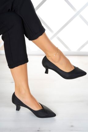کفش مجلسی مشکی زنانه پارچه نساجی پاشنه نازک پاشنه متوسط ( 5 - 9 cm ) کد 779577232