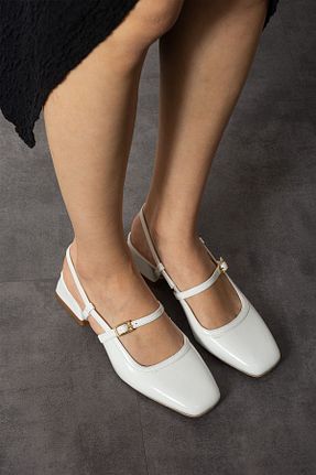 کفش پاشنه بلند کلاسیک سفید زنانه چرم مصنوعی ZENNESHOES - کد 823227203