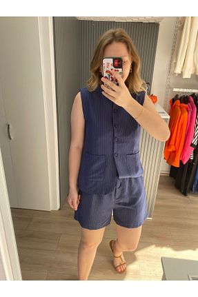ست بالاتنه و پائین تنه سرمه ای زنانه بافتنی SUDEBUTİK - کد 837328846