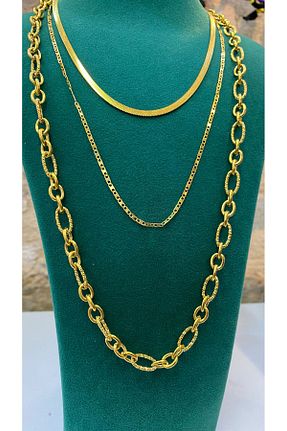 گردنبند استیل ( فولاد ) طلائی زنانه استیل (فولاد) ZENCİRR - کد 842819788