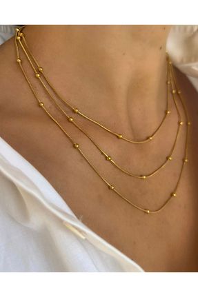 گردنبند جواهر طلائی زنانه استیل ضد زنگ RiRi Store - کد 815069799