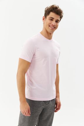 تی شرت صورتی مردانه رگولار یقه گرد پنبه (نخی) بیسیک کد 260734747
