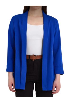 کت آبی زنانه راحت پنبه - پلی استر بدون جیب بدون آستر کد 831222613