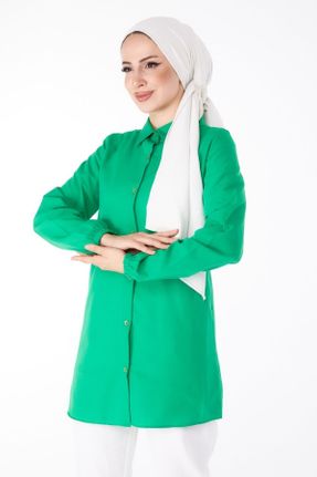 تونیک سبز زنانه بافتنی پنبه - پلی استر اسلیم کد 832723313