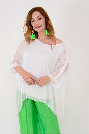 بلوز سفید زنانه ساده Park Moda - کد 843047226