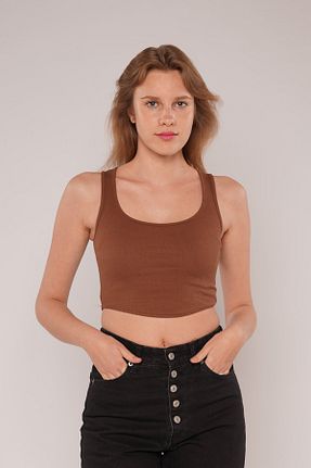 بلوز قهوه ای زنانه ساده GABRİA - کد 843102398