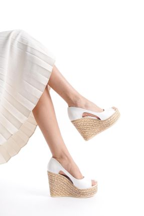 کفش پاشنه بلند پر سفید زنانه پاشنه بلند ( +10 cm) چرم مصنوعی پاشنه پر کد 834905774