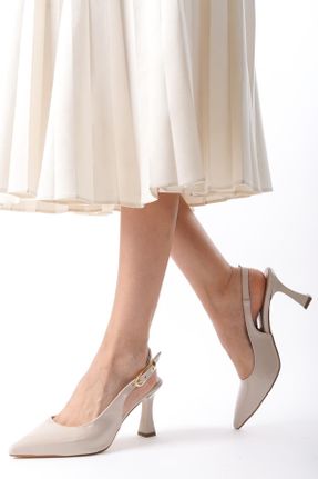 کفش پاشنه بلند کلاسیک بژ زنانه چرم لاکی پاشنه نازک پاشنه متوسط ( 5 - 9 cm ) کد 834905392