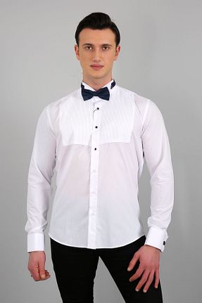 پیراهن سفید مردانه اسلیم فیت PASSERO - کد 804792117