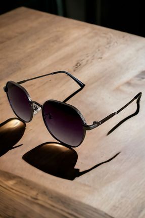عینک آفتابی مشکی مردانه 6 UV400 فلزی سایه روشن هندسی کد 841604625
