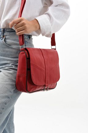کیف پستچی قرمز زنانه چرم خالص Erzeno - کد 836258101