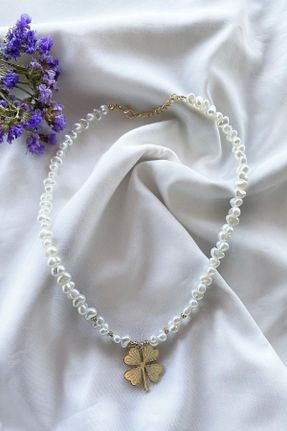 گردنبند جواهر طلائی زنانه مروارید کد 187117749