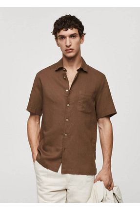 پیراهن قهوه ای مردانه رگولار MANGO Man - کد 814009767