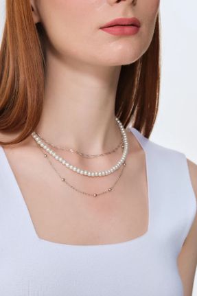 گردنبند جواهر سفید زنانه کد 825146183