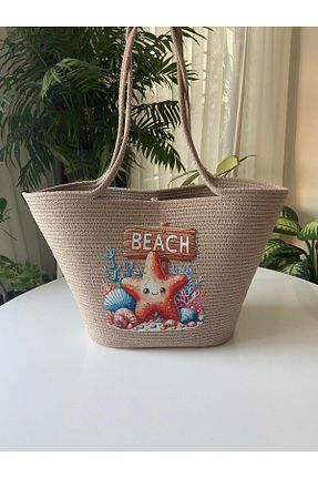 کیف ساحلی بژ زنانه پارچه ای Nev Design - کد 842948764