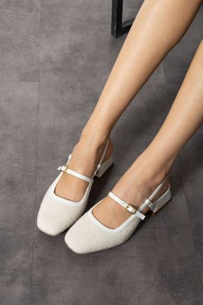 کفش پاشنه بلند کلاسیک سفید زنانه چرم مصنوعی پاشنه ضخیم پاشنه کوتاه ( 4 - 1 cm ) کد 823224076