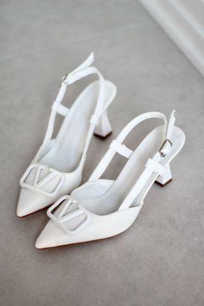 کفش پاشنه بلند کلاسیک سفید زنانه چرم مصنوعی پاشنه نازک پاشنه متوسط ( 5 - 9 cm ) کد 735668378