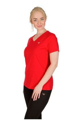 تی شرت قرمز زنانه سایز بزرگ پنبه (نخی) کد 258587298
