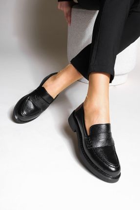 کفش لوفر مشکی زنانه چرم مصنوعی پاشنه کوتاه ( 4 - 1 cm ) کد 342538070