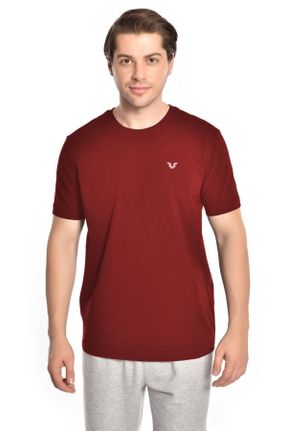 تی شرت زرشکی مردانه رگولار یقه گرد پنبه (نخی) بیسیک کد 119193966