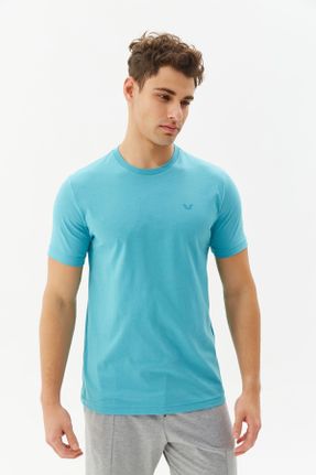 تی شرت آبی مردانه رگولار یقه گرد پنبه (نخی) بیسیک کد 259237481