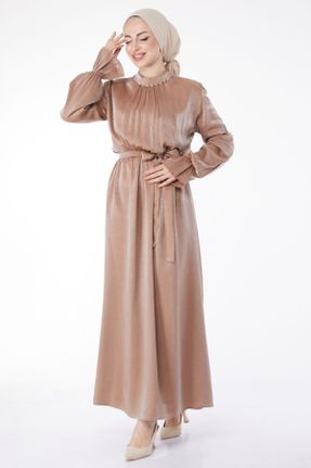 لباس مجلسی قهوه ای زنانه پلی استر آستین استاندارد رگولار کد 824367558