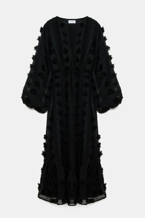 لباس مشکی زنانه بافتنی پلی استر رگولار آستین-بلند کد 837900215