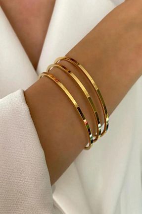 دستبند استیل (فولاد) طلائی زنانه استیل (فولاد) SAJEW - کد 786764830