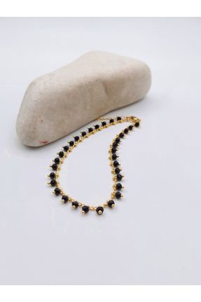 خلخال جواهری مشکی زنانه روکش طلا کد 712539637
