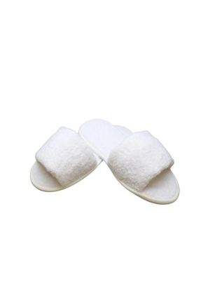 دمپائی سفید زنانه پارچه نساجی پاشنه ساده پاشنه کوتاه ( 4 - 1 cm ) کد 260114347