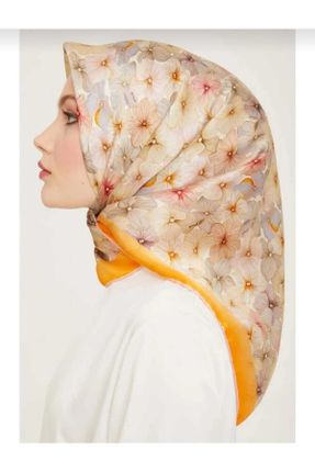 روسری نارنجی ساتن ابریشم کرپ 90 x 90 کد 820435074