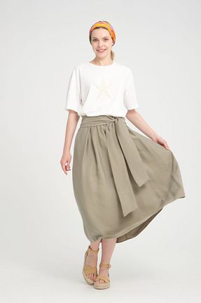 دامن خاکی زنانه پنبه ای NKS Boutique - کد 841586742