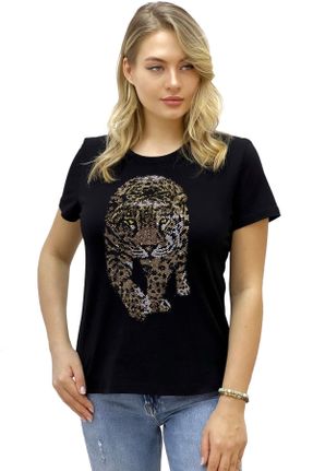 تی شرت مشکی زنانه سایز بزرگ پنبه (نخی) تکی کد 318807737