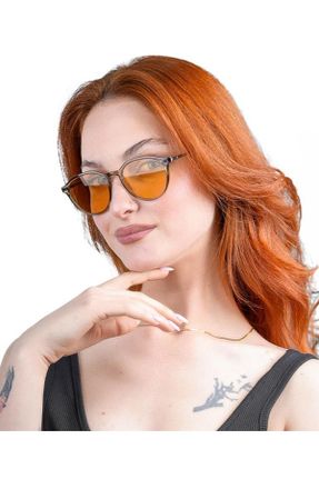 عینک آفتابی قهوه ای زنانه 50 UV400 هندسی کد 813635472