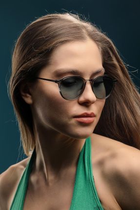 عینک آفتابی سبز زنانه 50 پلاریزه فلزی هندسی کد 659915645