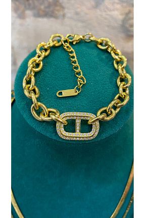 گردنبند استیل ( فولاد ) طلائی زنانه استیل (فولاد) ZENCİRR - کد 842819788