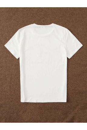 تی شرت سفید زنانه رگولار یقه گرد پنبه (نخی) تکی طراحی کد 808736529