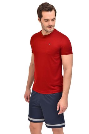 تی شرت قرمز مردانه اسلیم فیت یقه گرد پلی استر پوشاک ورزشی کد 119697834