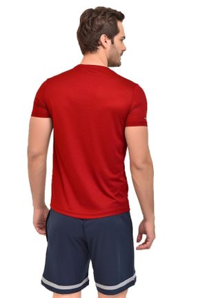 تی شرت قرمز مردانه اسلیم فیت یقه گرد پلی استر پوشاک ورزشی کد 119697834