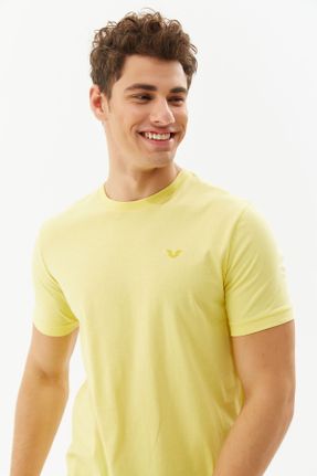 تی شرت زرد مردانه رگولار یقه گرد پنبه (نخی) بیسیک کد 258728513
