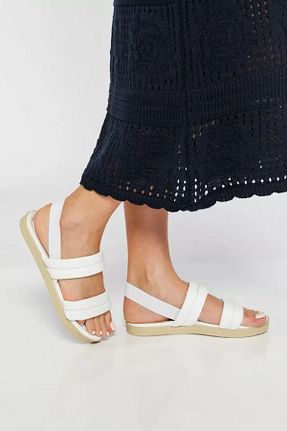 صندل سفید زنانه پاشنه تخت HKM shoes - کد 843059128