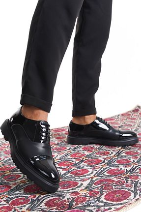 کفش کلاسیک مشکی مردانه چرم لاکی depderi - کد 843061344