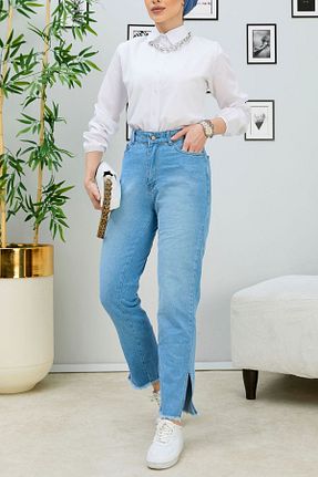 شلوار آبی زنانه پنبه ای TOFİSA - کد 475687952