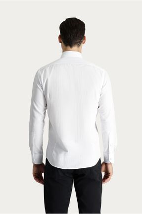 پیراهن سفید مردانه اسلیم فیت یقه پیراهنی پنبه - پلی استر کد 802589671