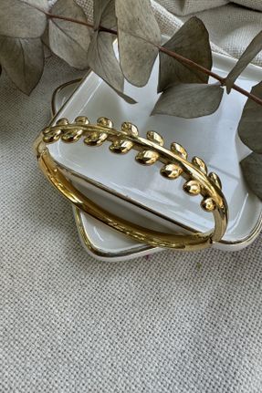 دستبند استیل طلائی زنانه فولاد ( استیل ) کد 843138013