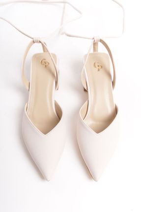 کفش پاشنه بلند کلاسیک بژ زنانه چرم مصنوعی پاشنه ساده پاشنه کوتاه ( 4 - 1 cm ) کد 821530809