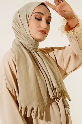 شال بژ زنانه پنبه ای Scarf Box - کد 840131801