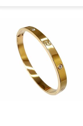 دستبند استیل طلائی زنانه استیل ضد زنگ کد 330498301